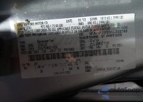 2012 Ford Focus Sel из США, поврежденный, VIN 1FAHP3M20CL332783